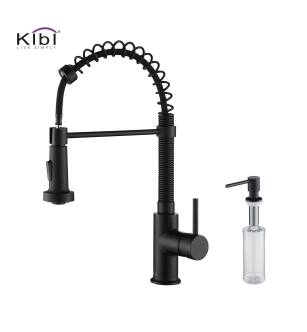 KIBI USA C-KKF2003MB-KSD100MB Aurora Single Handle Pull Down Kitchen Sink Faucet with Soap Dispenser