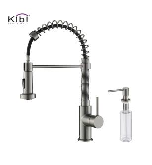 KIBI USA C-KKF2003TT-KSD100TT Aurora Single Handle Pull Down Kitchen Sink Faucet with Soap Dispenser