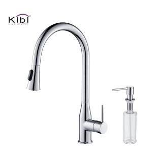 KIBI USA C-KKF2005CH-KSD100CH Napa Single Handle Pull Down Kitchen Sink Faucet with Soap Dispenser