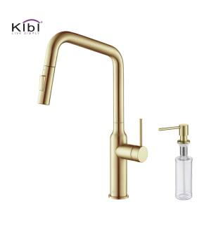 KIBI USA C-KKF2007BG-KSD100BG Macon Single Handle Pull Down Kitchen Sink Faucet with Soap Dispenser