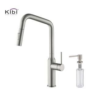 KIBI USA C-KKF2007BN-KSD100BN Macon Single Handle Pull Down Kitchen Sink Faucet with Soap Dispenser