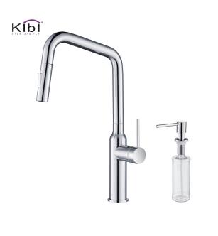 KIBI USA C-KKF2007CH-KSD100CH Macon Single Handle Pull Down Kitchen Sink Faucet with Soap Dispenser