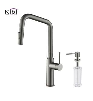 KIBI USA C-KKF2007TT-KSD100TT Macon Single Handle Pull Down Kitchen Sink Faucet with Soap Dispenser