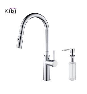 KIBI USA C-KKF2008CH-KSD100CH Hilo Single Handle Pull Down Kitchen Sink Faucet with Soap Dispenser