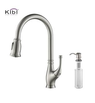 KIBI USA C-KKF2009BN-KSD101BN Summit Single Handle Pull Down Kitchen Sink Faucet with Soap Dispenser