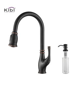KIBI USA C-KKF2009ORB-KSD101ORB Summit Single Handle Pull Down Kitchen Sink Faucet with Soap Dispenser