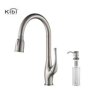 KIBI USA C-KKF2010BN-KSD101BN Cedar Single Handle Pull Down Kitchen Sink Faucet with Soap Dispenser