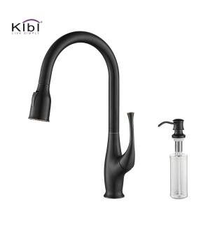 KIBI USA C-KKF2010ORB-KSD101ORB Cedar Single Handle Pull Down Kitchen Sink Faucet with Soap Dispenser