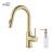 KIBI USA C-KKF2011BG-KSD100BG Circular Single Handle Pull Down Kitchen & Bar Sink Faucet with Soap Dispenser