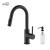 KIBI USA C-KKF2011MB-KSD100MB Circular Single Handle Pull Down Kitchen & Bar Sink Faucet with Soap Dispenser