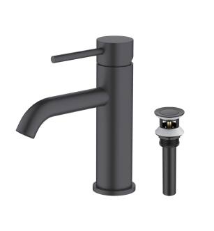 KIBI USA F201MB Single Handle Bathroom Sink Faucet with Pop Up Drain in Matte Black