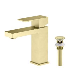 KIBI USA F202BG Single Handle Bathroom Sink Faucet with Pop Up Drain in Brushed Gold