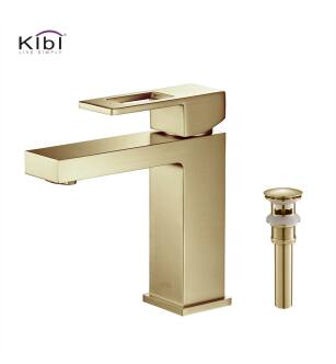 KIBI USA C-KBF1002BG-KPW100BG Cubic Single Handle Bathroom Vanity Sink Faucet with Pop Up Drain