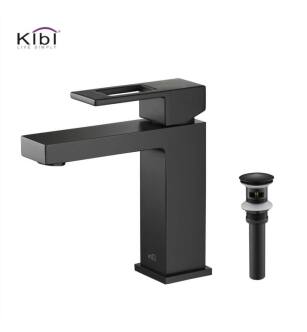 KIBI USA C-KBF1002MB-KPW100MB Cubic Single Handle Bathroom Vanity Sink Faucet with Pop Up Drain