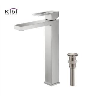 KIBI USA C-KBF1003BN-KPW101BN Cubic Single Handle Bathroom Vessel Sink Faucet with Pop Up Drain