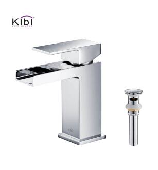 KIBI USA C-KBF1004CH-KPW100CH Waterfall Single Handle Bathroom Vanity Sink Faucet with Pop Up Drain