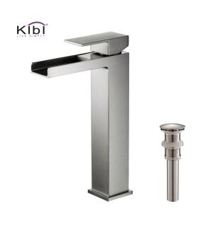 KIBI USA C-KBF1005BN-KPW101BN Waterfall Single Handle Bathroom Vessel Sink Faucet with Pop Up Drain