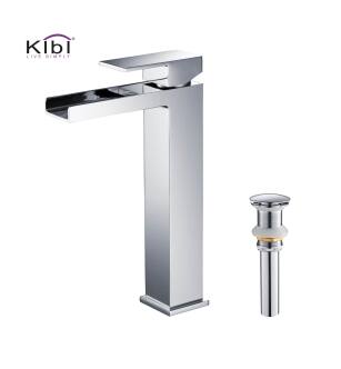 KIBI USA C-KBF1005CH-KPW101CH Waterfall Single Handle Bathroom Vessel Sink Faucet with Pop Up Drain