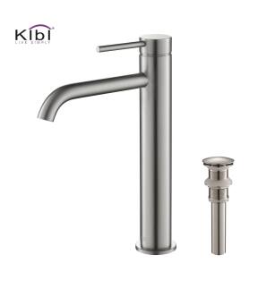 KIBI USA C-KBF1009BN-KPW101BN Circular Single Handle Bathroom Vessel Sink Faucet with Pop Up Drain