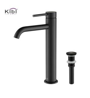 KIBI USA C-KBF1009MB-KPW101MB Circular Single Handle Bathroom Vessel Sink Faucet with Pop Up Drain