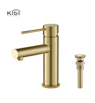 KIBI USA C-KBF1010BG-KPW100BG Circular X Single Handle Bathroom Vanity Sink Faucet with Pop Up Drain
