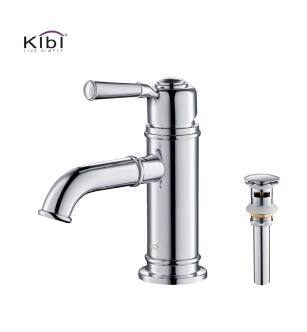 KIBI USA C-KBF1012CH-KPW100CH Victorian Single Handle Bathroom Vanity Sink Faucet with Pop Up Drain