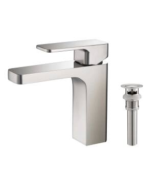 KIBI USA C-KBF1017BN-KPW100BN Blaze Single Handle Bathroom Vanity Sink Faucet with Pop Up Drain