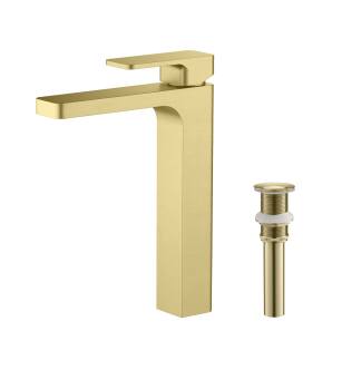KIBI USA C-KBF1018BG-KPW101BG Blaze-T Single Handle Bathroom Vessel Sink Faucet with Pop Up Drain