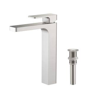 KIBI USA C-KBF1018BN-KPW101BN Blaze-T Single Handle Bathroom Vessel Sink Faucet with Pop Up Drain