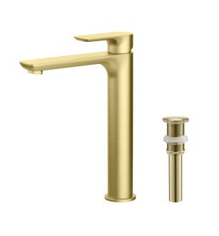 KIBI USA C-KBF1020BG-KPW101BG Tender-T Single Handle Bathroom Vessel Sink Faucet with Pop Up Drain