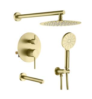 KIBI USA KSF404BG Circular Pressure Balanced 3-Function Shower System with Rough-In Valve