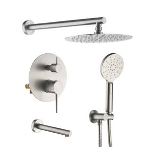 KIBI USA KSF404BN Circular Pressure Balanced 3-Function Shower System with Rough-In Valve