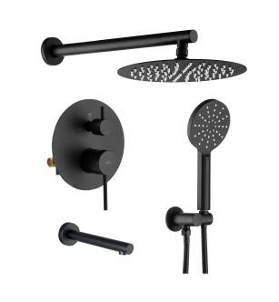 KIBI USA KSF404MB Circular Pressure Balanced 3-Function Shower System with Rough-In Valve