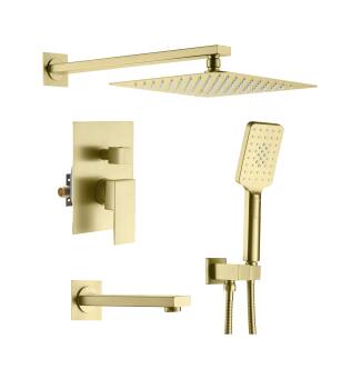 KIBI USA KSF406BG Cube Pressure Balanced 3-Function Shower System with Rough-In Valve