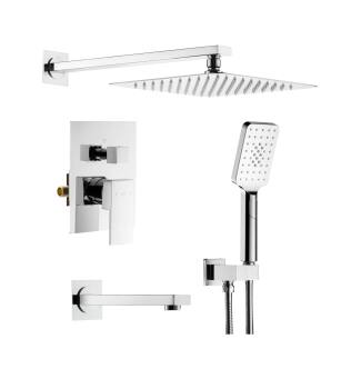 KIBI USA KSF406CH Cube Pressure Balanced 3-Function Shower System with Rough-In Valve