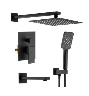 KIBI USA KSF406MB Cube Pressure Balanced 3-Function Shower System with Rough-In Valve