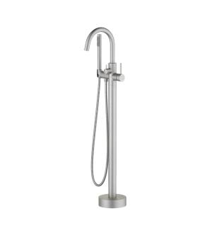 KIBI USA KTF301BN Circular Floor Mount Tub Filler With Hand Shower - Brush Nickel