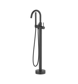 KIBI USA KTF301MB Circular Floor Mount Tub Filler With Hand Shower - Matte Black