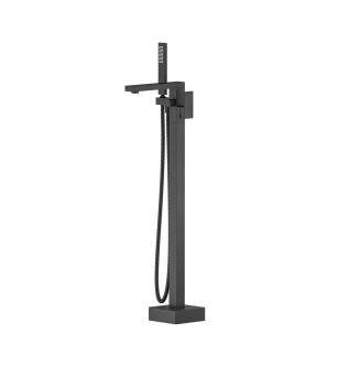 KIBI USA KTF302MB Cube Floor Mount Tub Filler With Hand Shower - Matte Black