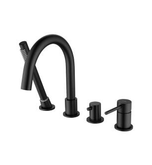 KIBI USA KTF3101MB Circular Deck Mounted Bathtub Faucet with Hand Shower