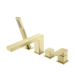 KIBI USA KTF3102BG Cube Deck Mounted Bathtub Faucet with Hand Shower