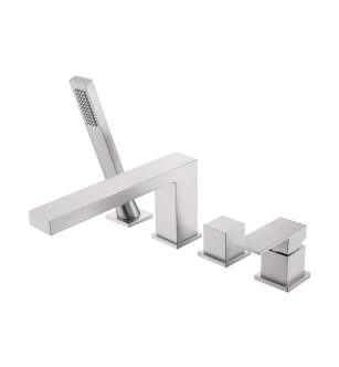 KIBI USA KTF3102BN Cube Deck Mounted Bathtub Faucet with Hand Shower