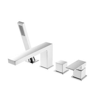 KIBI USA KTF3102CH Cube Deck Mounted Bathtub Faucet with Hand Shower