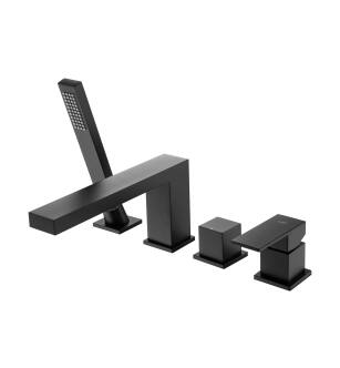 KIBI USA KTF3102MB Cube Deck Mounted Bathtub Faucet with Hand Shower