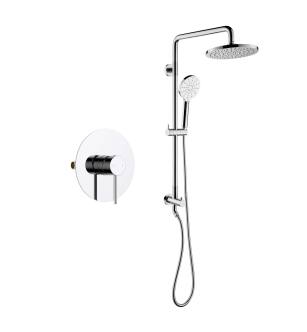 KIBI USA C-KSC401CH-KSV101CH Circular Shower Column with Dual Function Shower Head and Rough In Valve - Chrome