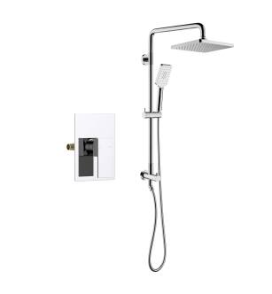 KIBI USA C-KSC402CH-KSV102CH Cube Shower Column with Dual Function Shower Head and Rough In Valve - Chrome