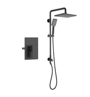 KIBI USA C-KSC402MB-KSV102MB Cube Shower Column with Dual Function Shower Head and Rough In Valve - Matte Black