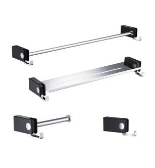 KIBI USA C-KBA10-4CB Artis 4 - Piece Bathroom Accessory Set Chrome Black