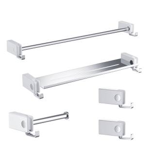 KIBI USA C-KBA10-5CW Artis 5 - Piece Bathroom Accessory Set Chrome White