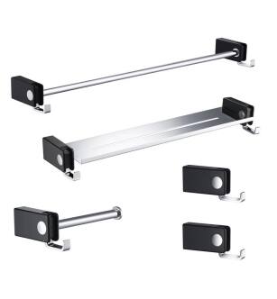 KIBI USA C-KBA10-5CB Artis 5 - Piece Bathroom Accessory Set Chrome Black